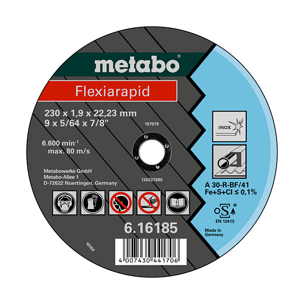 Отрезной круг METABO Flexiarapid Inox 125 мм (616187000) ᐉ купить артикул 960544STRU в Киеве - супер-цена на запчасть – от 81 грн. – интернет-магазин Strument (Украина)