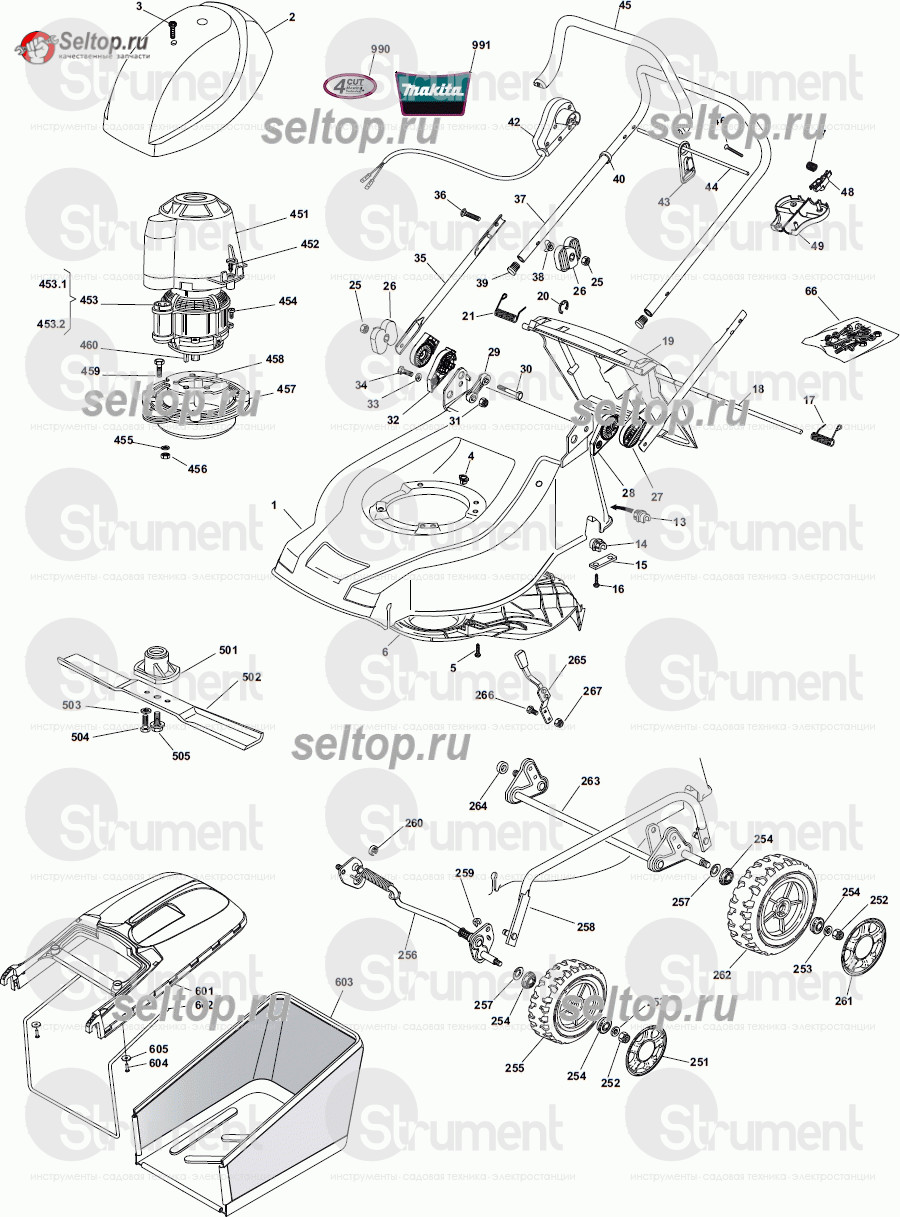Запчасти для электрической газонокосилки Makita ELM 4600 ᐉ купить ...