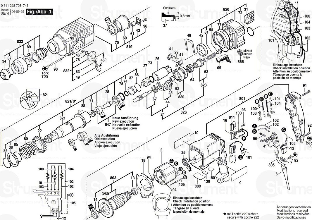 Деталировка перфоратора BOSCH GBH 2-24 DSR (Type 0611228708)