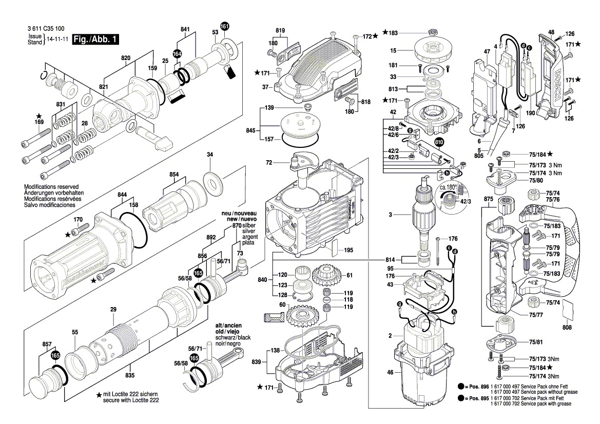 Запчасти Для Отбойного Молотка Bosch GSH 16-30 (3611C351B0) ᐉ.